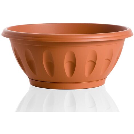 Ciotola Vaso per Piante da Esterno Giardino con riserva alba Terraccotta 50 cm (1/5)