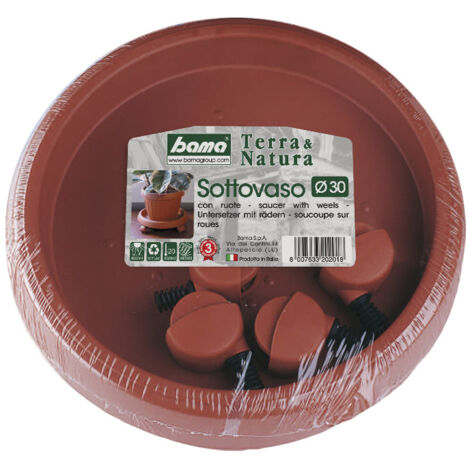 Sottovaso circolare con ruote Ø 30 cm – Plastica antiurto – Resistente ai raggi UV – Colore terracotta – Lgvshopping (1/6)