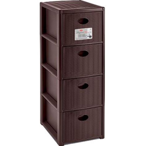 Stefanplast – Cassettiera slim moka 4 cassetti in plastica – Dimensioni 40x30x80 cm – Mobile salvaspazio per bagno e cucina (1/6)