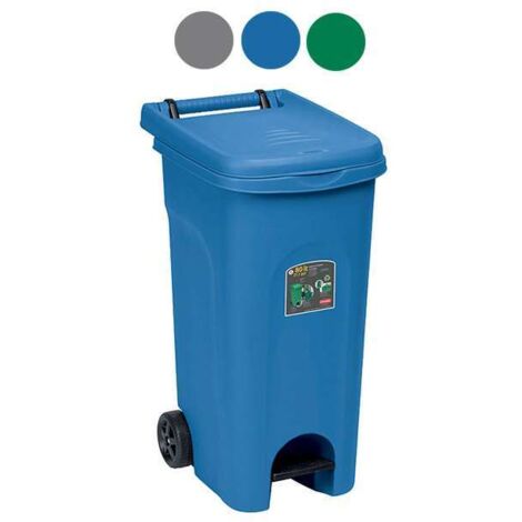 Bidone Urban Quadro con Pedale Blu L 80 Stefanplast (1/7)