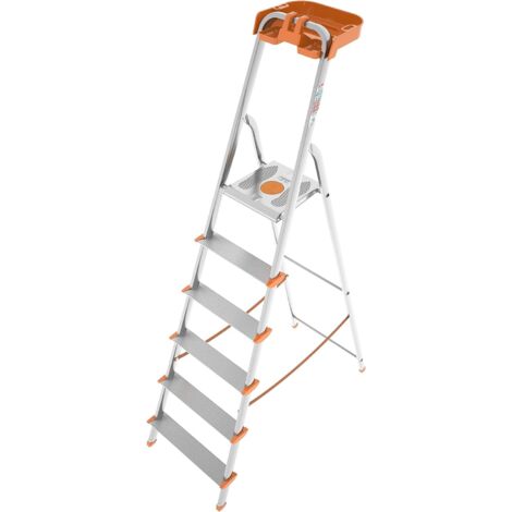 Colombo – Scala a 6 gradini in alluminio – Portata 150kg – Gradini profondi 8cm – Meccanismo di sicurezza – Design compatto Made in Italy (1/10)
