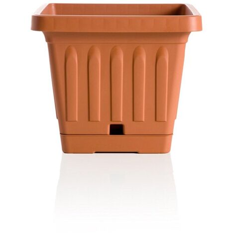 Vaso quadrato con sottovaso a riserva d'acqua 30x30x22h – Resistente agli sbalzi di temperatura e raggi solari – Capacità 13 Lt – Lgvshopping (1/5)