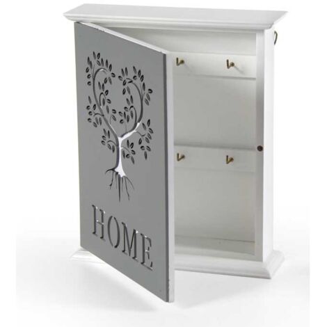 Casetta portachiavi in legno 20x6x24 cm – Stile shabby chic – Decorazione assortita – Per riporre chiavi in modo ordinato – Gicos (1/2)