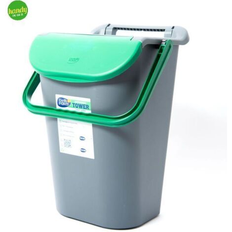 Pattumiera Raccolta Differenziata Tower Bin con Manico Verde 40 Litri (1/2)
