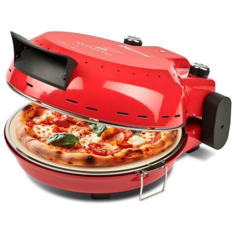 Girmi FP50 Forno per Pizza ''Quisipizza'' 1800 W 420°C Pareti fredde Pietra Refrattaria staccabile da 31 cm Timer Doppia resistenza Ricettario incluso Rosso (1/5)