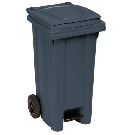 Bidone Immondizia Professionale a Pedale con Ruote Grigio Ferro 120 litri (1/6)