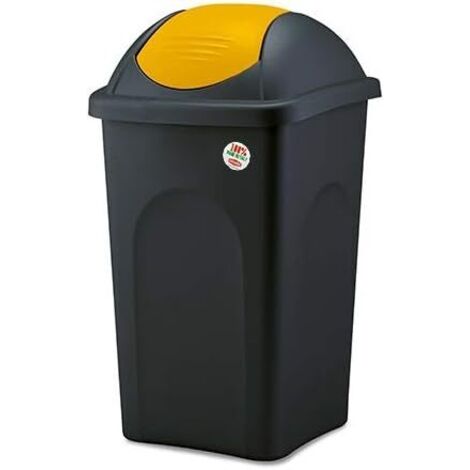 Pattumiera bascula 60 fusto nero e bascula giallo limone stefanplast (1/8)