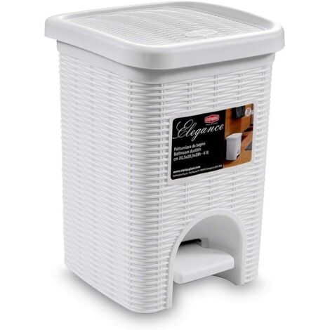 Bidone Pattumiera a Pedale Rattan Elegance Bianco stefanplast 6 Litri (1/5)