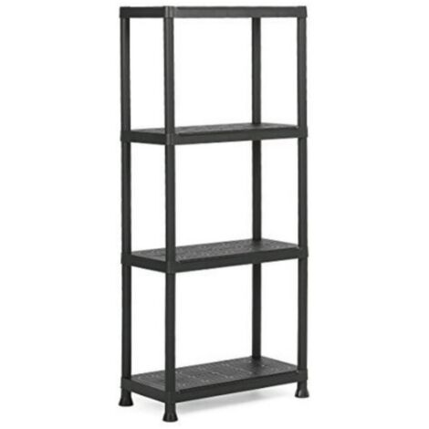 Scaffale in Resina con 4 Ripiani Shelf Plus Nero 60 x 30 x 135 cm
