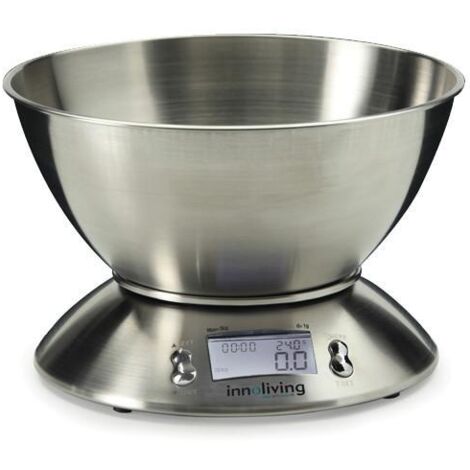 Bilancia da Cucina Digitale con Ciotola in Acciaio Max 5 kg Innoliving