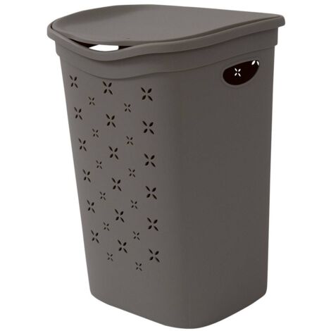 Cesto portabiancheria 55 lt in polipropilene – Colore grigio – Design con fori per circolazione aria e maniglie laterali – Belli E Forti (1/4)