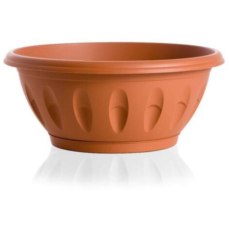 Ciotola Vaso per Piante da Esterno Giardino con riserva alba Terraccotta 35 cm (1/3)