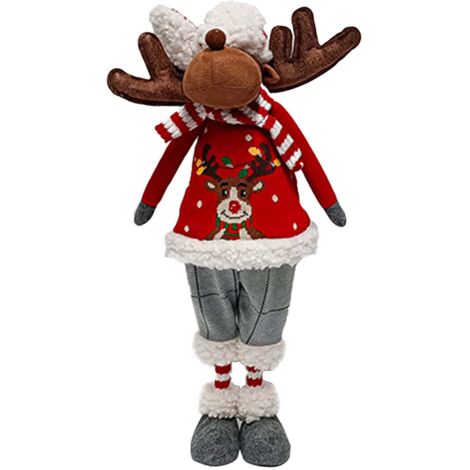 Renna peluche con cappello e vestito decorazione natalizia per interno -52 cm / Maschio (1/3)