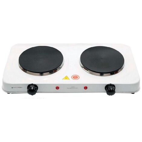 Fornello Elettrico 2 Piastre Bianco con Termostato 2 x 1000 Watt Pyramidea (1/4)