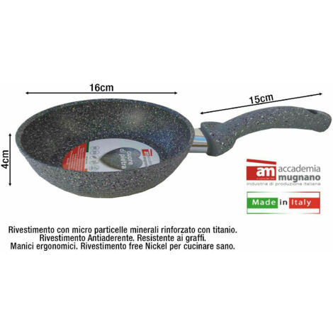 Padella Antiaderente Pietra 16 cm Antigraffio CUORE DI PIETRA Accademia Mugnano (1/4)