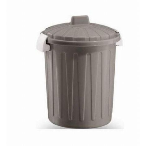 Pattumiera bidone con Coperchio Chiusura a Ganci Colore Tortora 8 litri (1/4)