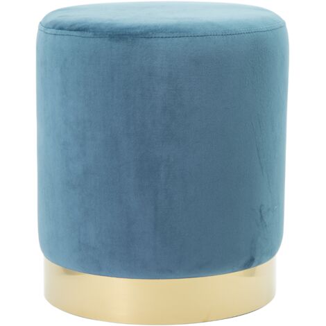 Pouf Decorativo Casa Imbottito in Velluto Ada Blu 35 x 40 cm (1/5)