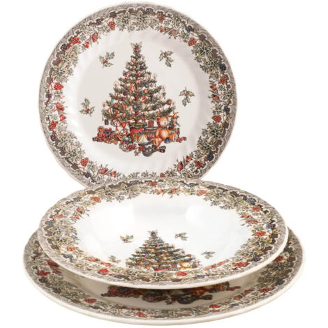 Servizio di Piatti da Tavola Season Greetings Natalizio Natale 18 Pezzi (1/5)