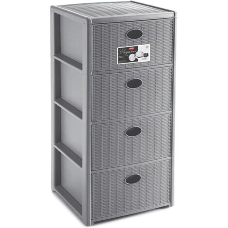 Cassettiera Mobile Tipo Rattan Elegance Stone Grey 4 Cassetti (1/3)