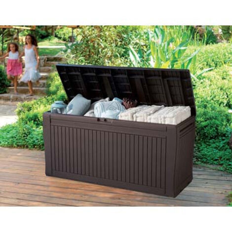 Keter baule panca comfy resina effetto legno con ruote cassapanca bauli esterno