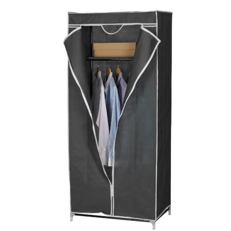 Armadio Guardaroba Mobile da Campeggio in Tessuto TNT Grigio 70 x 45 x 160 cm (1/2)