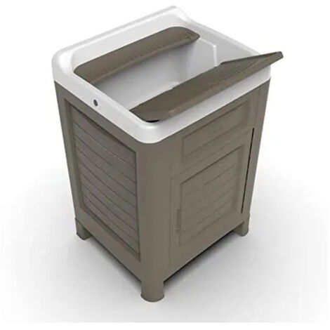 Mobiletto Lavatoio con Vasca in Resina Tortora 60x51x89 cm - Artu Bama (1/10)