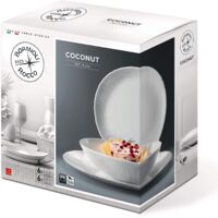 Servizio di Piatti da Tavola bormioli coconut bianco 18 pezzi