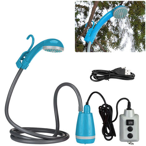 Asupermall – Douche extérieure rechargeable 2200mAh – Pompe portable avec tuyau 2m – Idéale pour camping et randonnée – 3.5L/min (1/8)