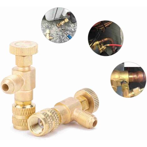 Valve de Recharge R410A pour Climatiseur Domestique - Vanne de Sécurité en Cuivre 1/4" à 5/16" - Valve Étanche Antifuite pour Gaz Frigorigène - Compatible Systèmes de Climatisation R410A (1/5)