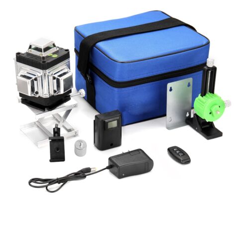 Niveau Laser Professionnel 16 Lignes - Autonivellement 3° - Kit Complet avec Trépied Télescopique 1,2m + Accessoires (Support Mur, Adaptateurs) - Alimentation 220V CE - Grand Écran LCD (1/5)