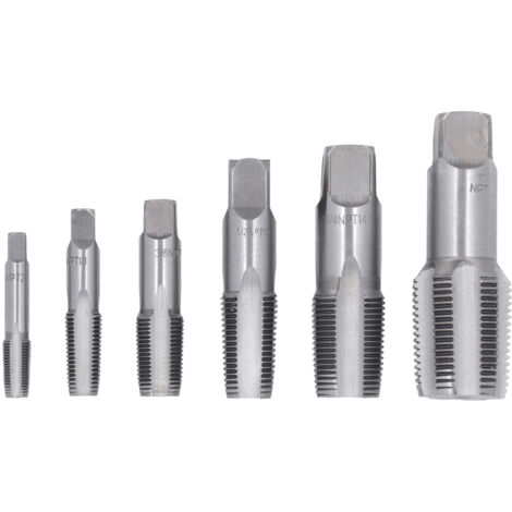 6 pièces robinet de tuyau NPT 1in 3/4in 1/2in 3/8in 1/4in 1/8in Kit d'outils de taraudage de filetage en acier au carbone pour PVC (1/5)