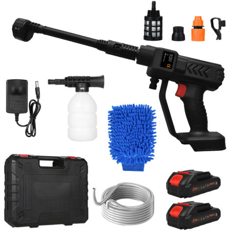 Lave-auto Portable Puissant 21V avec 6 Buses - 2 Batteries Rechargeables - Kit Complet (Boîte à Outils + Gants) - Conforme CE - Haute Pression - Anti-Fuites - Idéal Voiture & Sols (1/5)