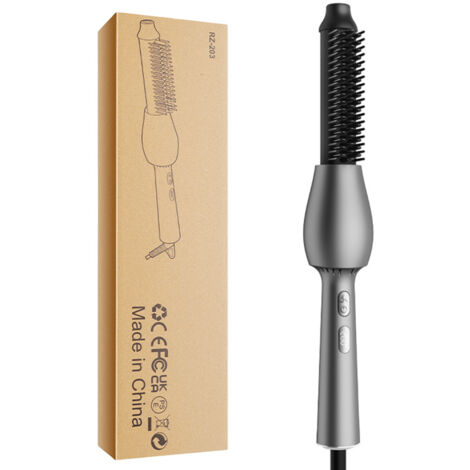 Brosse Lisseur et Fer à Boucler 2 en 1 - Chauffage Céramique PTC - 3 Températures Réglables (160℃-180℃-200℃) - Écran de Contrôle - Arrêt Auto 60min - Cordon Pivotant 1.8m 360° - Gris - 110-240V (1/5)