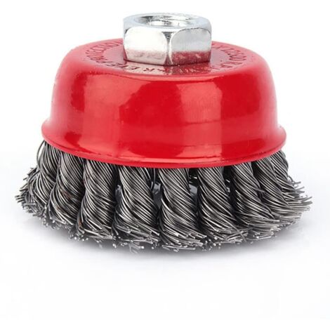 Brosse Métallique à Cuvette Diamètre 76mm (3") Filetage M14 - Lot de 4 - Haute Résistance pour Décapage, Nettoyage Intensif et Ponçage sur Métal, Bois - Idéal Usage Professionnel (1/5)