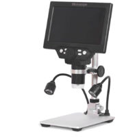 Microscope numérique G1200 Grand écran couleur de 7 pouces Écran LCD à grande base Loupe à amplification continue 12MP 1-1200X avec support en alliage d'aluminium avec deux lumières de remplissage