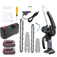 Tronçonneuse Électrique Sans Fil 21V - 4"/6" Mini Scie à Chaîne Portable avec Batterie - Sécurité Verrouillage & 2 Chaînes Incluses - Pour Taille Branches, Élagage et Coupe Bois - Jardin & Extérieur (
