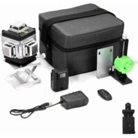 Niveau Laser Multifonction 16 Lignes - Autonivelant (±3°) avec Affichage Numérique - Kit Complet: Support Murale, Trépied, Adaptateurs, Télécommande (220V EU, Couleur Aléatoire)