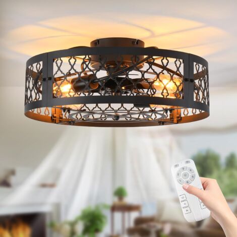 Ganeed – Ventilateur de plafond avec éclairage et télécommande – 7 pales – Ø 50 cm – 6 vitesses – Fonction été-hiver – Minuterie 1/2/4/8h