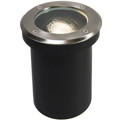 Qazqa – Projecteur à piquer en acier inoxydable IP65 – Orientable et dimmable – Pour éclairage extérieur – Diamètre 12,6 cm