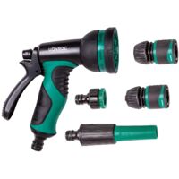 Vonroc – Pistolet d'arrosage 8 positions de pulvérisation – Alimentation d'eau réglable – Raccord tuyaux et robinet inclus – Pour usage intensif