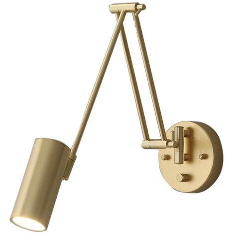 Lámpara de mesilla de noche de pared con brazo telescópico articulado para ajustar el brillo (brazo largo).