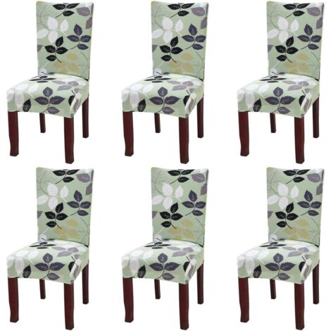 Ensemble de 6 housses de chaise extensibles universelles pour chaise de salle à manger vert-RAPANDA (1/5)