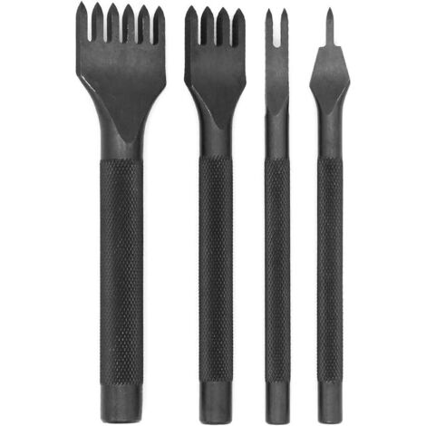 Lot de 4 DIY Cuir Kit Outils Perforatrice Artisanat du Cuir Griffe Perforateur Trou Couture Diamant Laçage 4 mm 1/2/4/6 Dents (1/5)