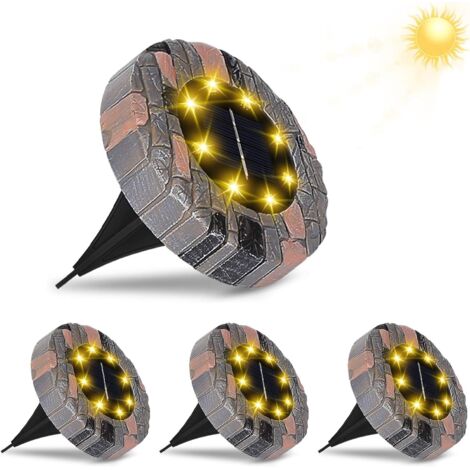 GROOFOO Lampadaire solaire,8 LED Lampes solaires pour extérieur IP65 étanche,lampe de jardin LED 6000K lampe solaire blanc chaud jardin pour pelouse allée trottoir Patio Garden lampes solaires (4 pièc (1/5)
