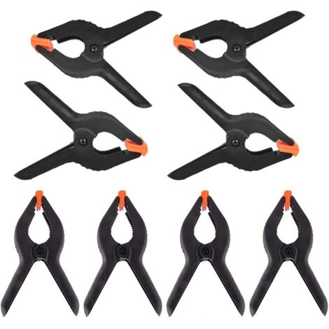 Pince à ressort 8 pièces, pinces à ressort en plastique noir pinces à poignée extra résistantes poignées texturées pince outils de bricolage (3,5 pouces), Fei Yu (1/5)