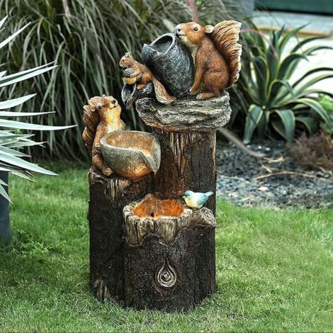 Langray – Fontaine de jardin canard solaire – Statue décorative en résine – Éclairage LED – Dimensions 15 cm x 10 cm – Pour bassin ou patio