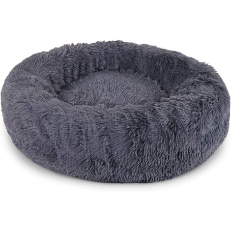 Panier Rond Chien Coussin Chat Panier Donut, (S) 40 cm Ø Gris Foncé (1/5)