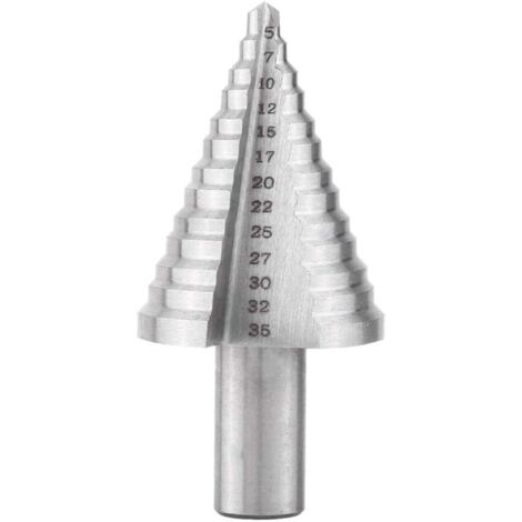 Foret Étagé Foret à Cône Enduit de Titane en Acier Rapide, Foret à Triangle Conique à Queue Hexagonale 5mm-35mm Forets Fraises Etages Echelle - Argent (1/5)