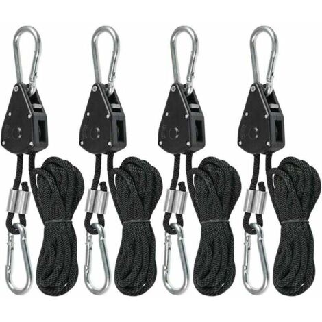 4 Pcs Cordes à cliquet avec Crochets pour Lampe ou Plantes, Corde de Crochet Réglable 200cm de long (2 Paire) (1/5)