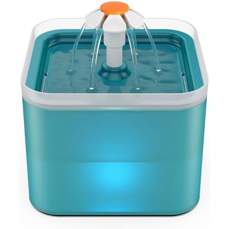 Fontaine Chat, Abreuvoir Automatique pour Chats et Chiens, Fontaine à Eau Ultra Silencieuse avec Filtre à Charbon Actif et Pompe à Eau, 2 L, Bleu-Fei Yu (1/5)